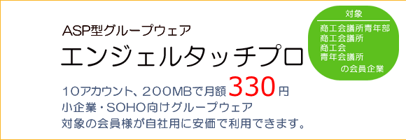 10ユーザー、200MBで月額330円 小企業・自営業・小規模組織向けグループウェアです。商工会議所青年部、商工会議所、商工会、青年会議所の会員様が自社用に安価で利用できます。
